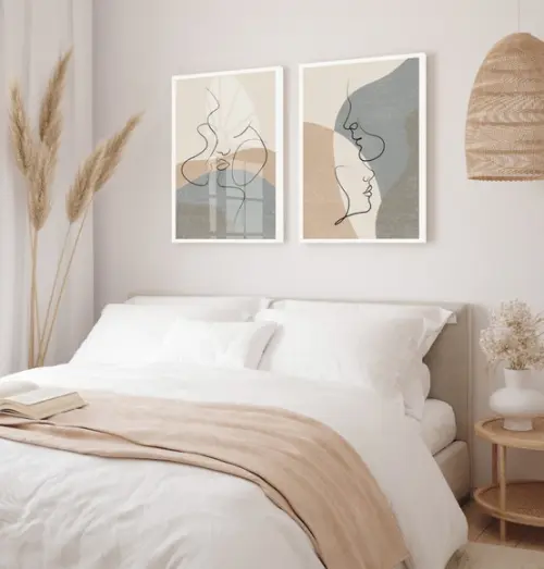 Quadros Decorativos Casal Desenho Moderno Com Moldura Vidro