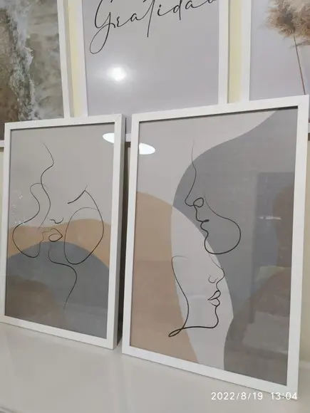 Quadros Decorativos Casal Desenho Moderno Com Moldura Vidro