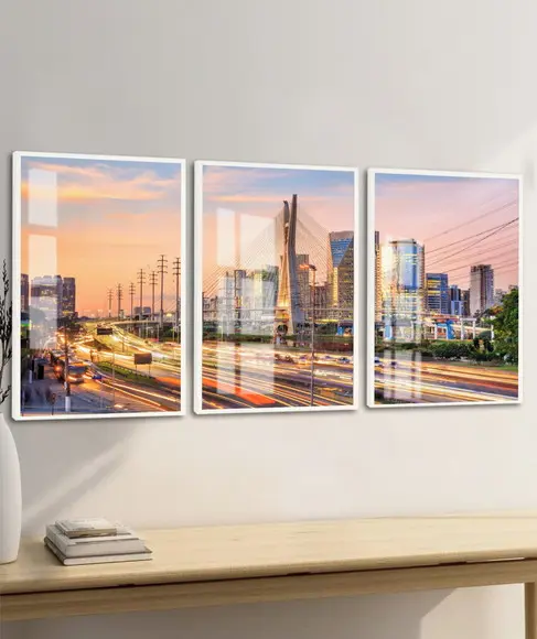 Quadros Decorativos Cidade São Paulo Paisagem Moldura Vidro