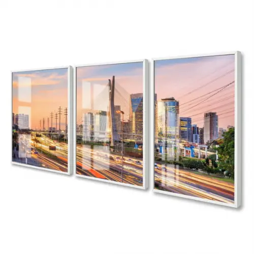 Quadros Decorativos Cidade São Paulo Paisagem Moldura Vidro