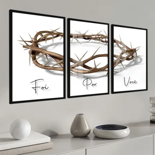 Quadros Decorativos Coroa de Espinhos Frases Moldura e Vidro
