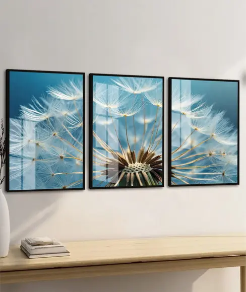 Quadros Decorativos Dente de Leão Flores com Moldura e Vidro