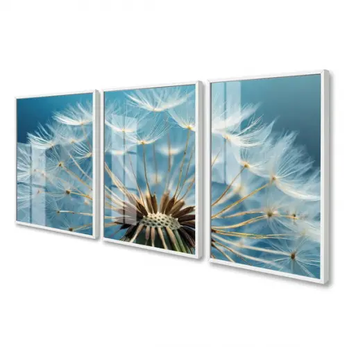 Quadros Decorativos Dente de Leão Flores com Moldura e Vidro