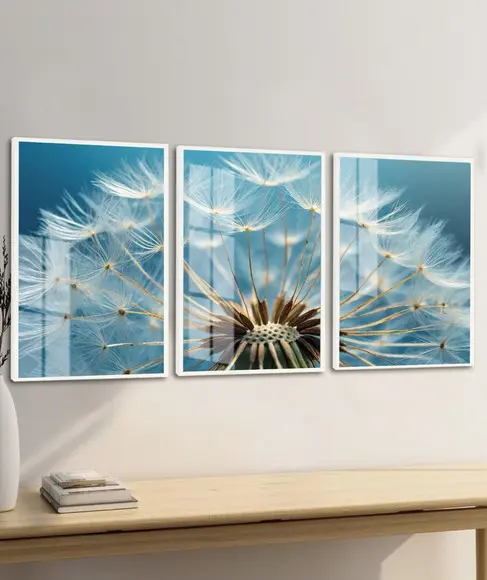 Quadros Decorativos Dente de Leão Flores com Moldura e Vidro
