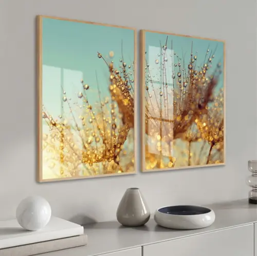 Quadros Decorativos Dente de Leão Flores com Moldura e Vidro