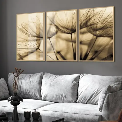 Quadros Decorativos Dente de Leão Flores Hall Sala com Vidro