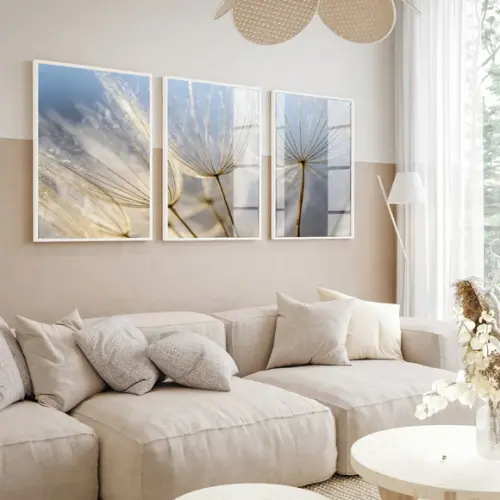 Quadros Decorativos Dente de Leão Moderno Moldura e Vidro