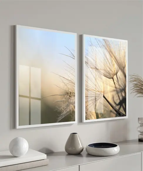 Quadros Decorativos Dente De Leão Para Sala Moldura E Vidro