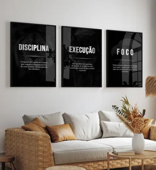 Quadros Decorativos Disciplina Execução Foco Moldura e Vidro