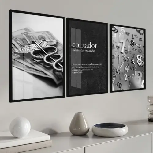 Quadros Decorativos Escritório Contabilidade Moldura e Vidro