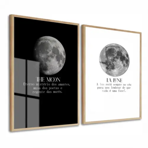 Quadros Decorativos Fases da Lua Moderno Frases com Vidro