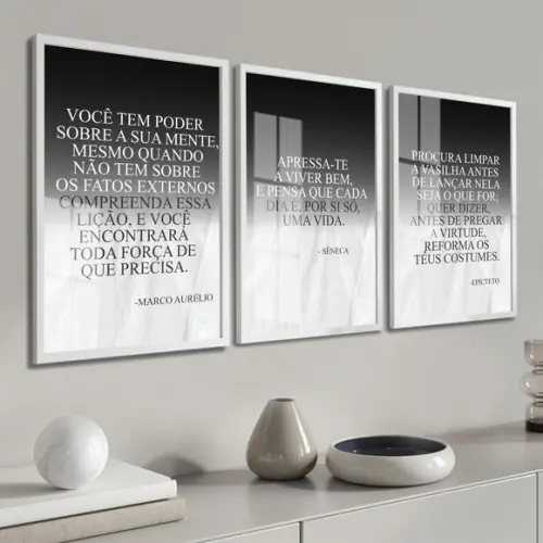 Quadros Decorativos Filosofia Estoicismo Frase Moldura Vidro
