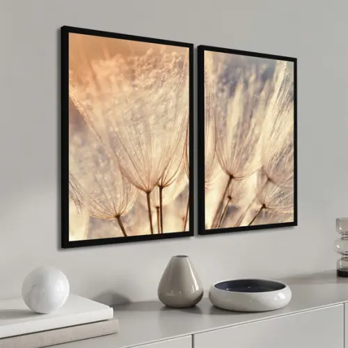 Quadros Decorativos Flor Dente de Leão Quarto Sala Moldura