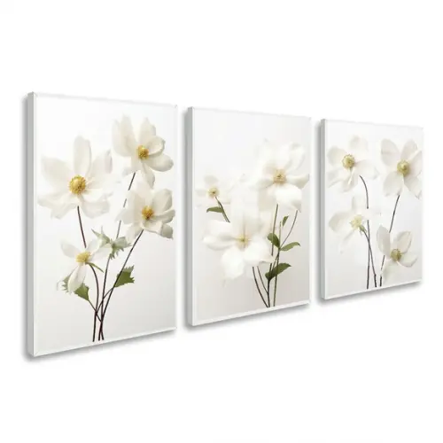 Quadros Decorativos Flores Brancas Modernas com Moldura