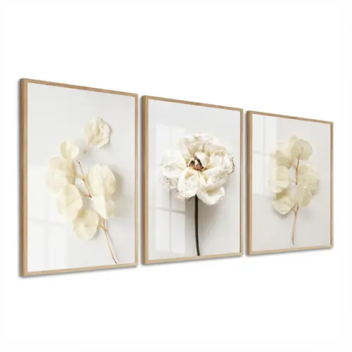 Quadros Decorativos Flores Brancas Modernos Moldura E Vidro