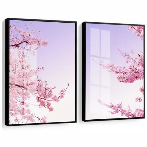 Quadros Decorativos Flores De Cerejeira Com Moldura e Vidro