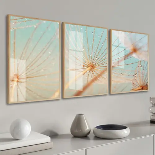 Quadros Decorativos Flores Dente De Leão Com Moldura E Vidro