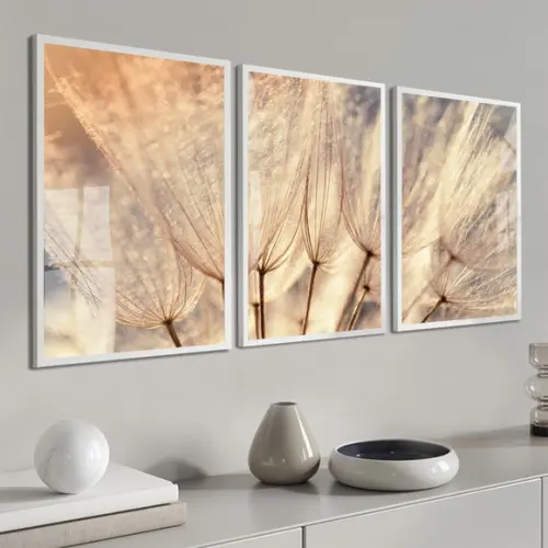Quadros Decorativos Flores Dente de Leão Vidro e Moldura