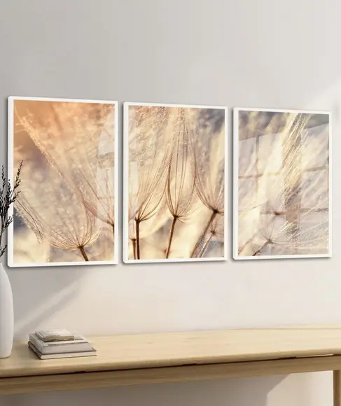 Quadros Decorativos Flores Dente de Leão Vidro e Moldura