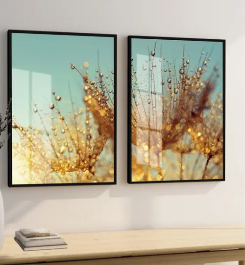 Quadros Decorativos Flores Modernas Dente de Leão com Vidro