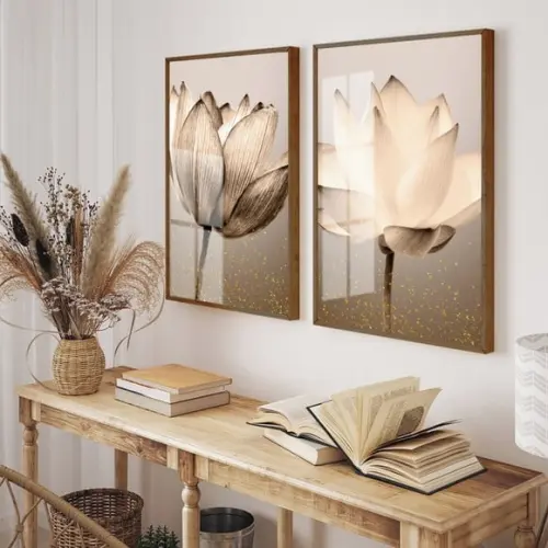 Quadros Decorativos Flores Para Sala Quarto Moldura e Vidro