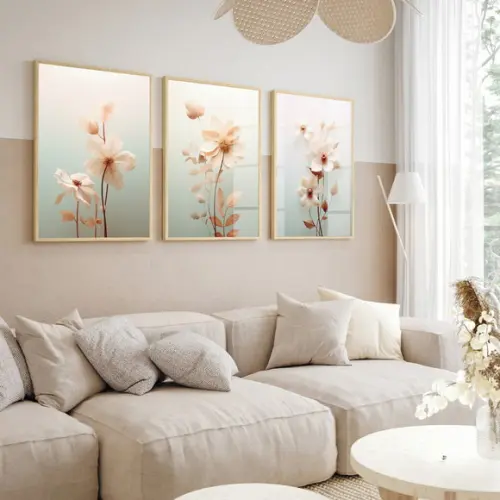 Quadros Decorativos Flores para Sala Moderna Moldura e Vidro