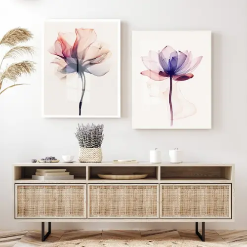 Quadros Decorativos Flores Rosa Sala Moderna Luxo com Vidro