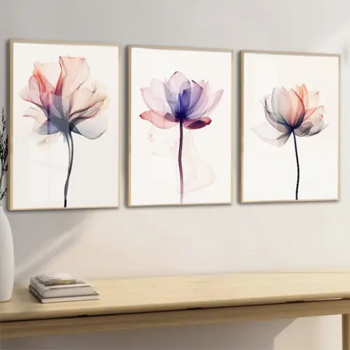 Quadros Decorativos Flores Rosas Modernas Moldura e Vidro