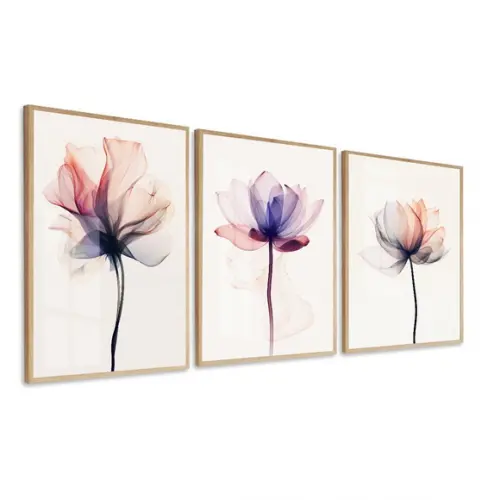 Quadros Decorativos Flores Rosas Modernas Moldura e Vidro