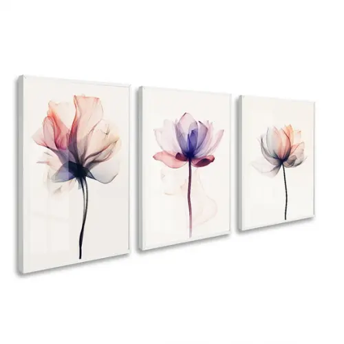 Quadros Decorativos Flores Rosas Moderno com Moldura e Vidro