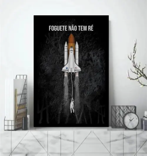 Quadros Decorativos Foguete Não Tem Ré Motivação Com Moldura