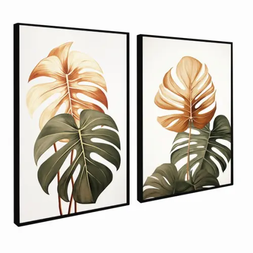 Quadros Decorativos Folhagem Costela de Adão com Moldura