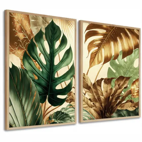 Quadros Decorativos Folhagem Costela de Adão com Moldura