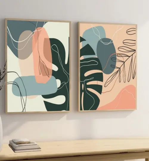Quadros Decorativos Folhagem Desenho Costela de Adão Moldura