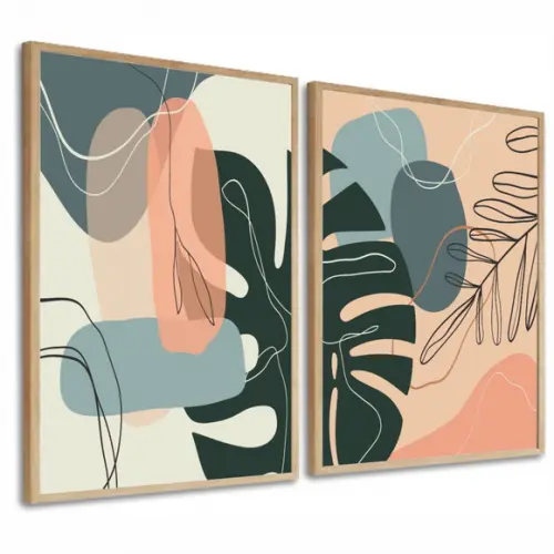 Quadros Decorativos Folhagem Desenho Costela de Adão Moldura