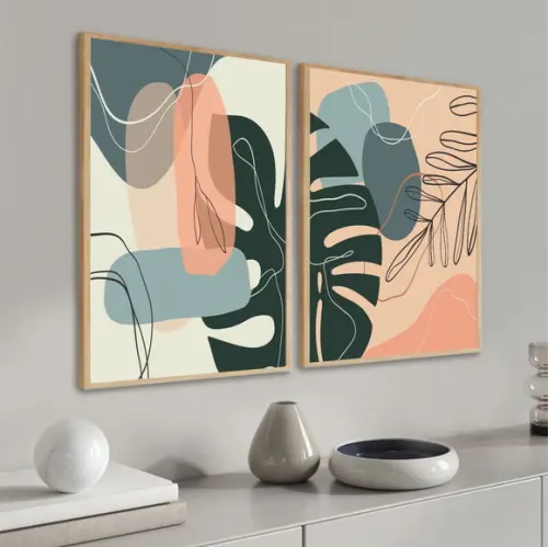 Quadros Decorativos Folhagem Desenho Costela de Adão Moldura