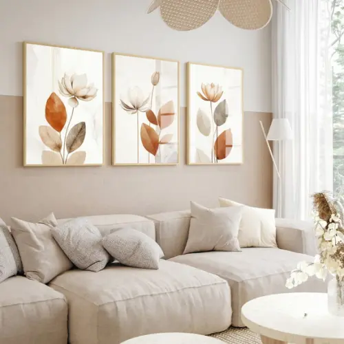 Quadros Decorativos Folhagem Moderna Abstrato Moldura Vidro