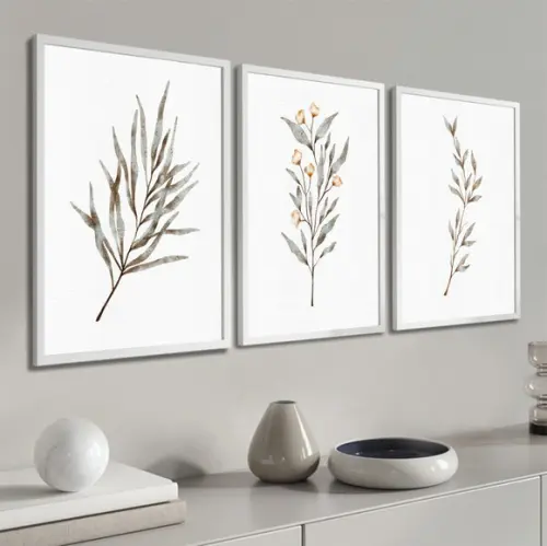 Quadros Decorativos Folhagem Moderna Sala Quarto com Moldura