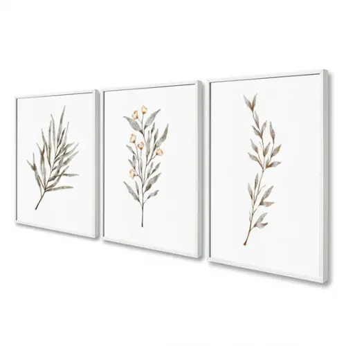 Quadros Decorativos Folhagem Moderna Sala Quarto com Moldura