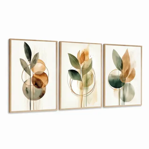 Quadros Decorativos Folhagem Verde Moderna Luxo com Moldura