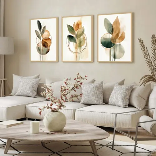 Quadros Decorativos Folhagem Verde Moderna Luxo com Moldura