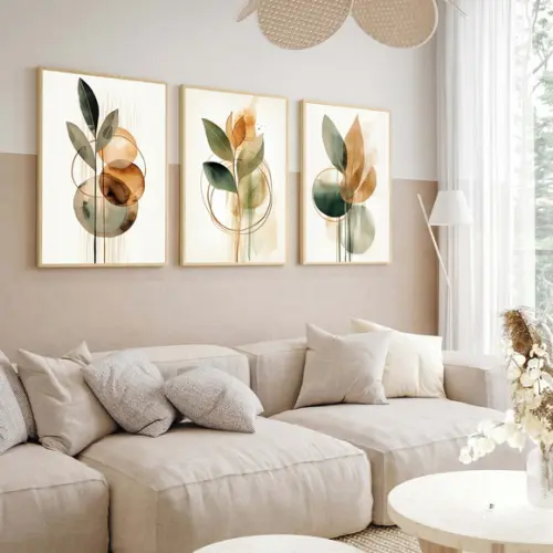 Quadros Decorativos Folhagem Verde Moderna Luxo com Moldura
