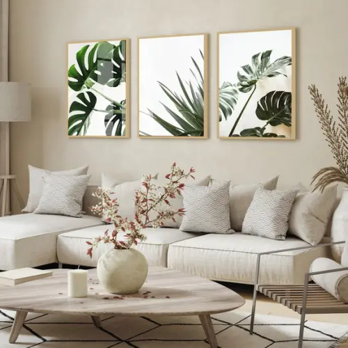 Quadros Decorativos Folhagem Verde Moderna Moldura e Vidro