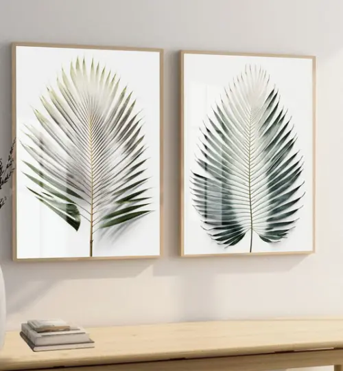 Quadros Decorativos Folhagem Verde Moderna Moldura e Vidro