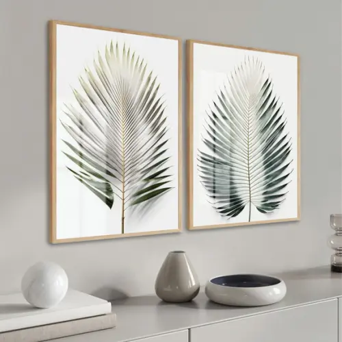 Quadros Decorativos Folhagem Verde Moderna Moldura e Vidro