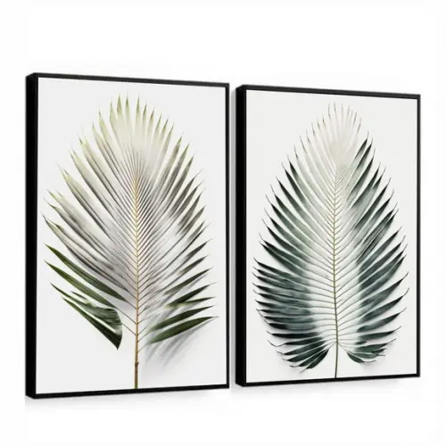 Quadros Decorativos Folhas Verdes Quarto Sala com Moldura