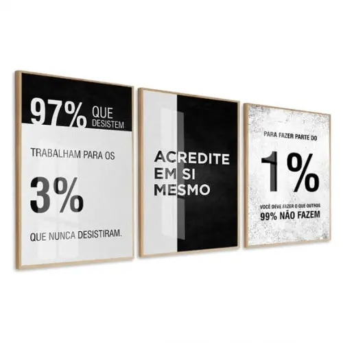 Quadros Decorativos Frase Motivacional Escritório com Vidro