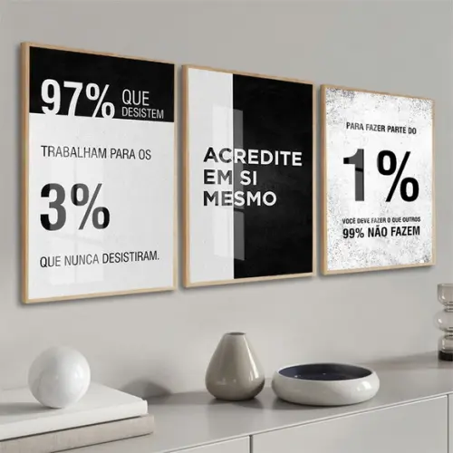 Quadros Decorativos Frase Motivacional Escritório com Vidro