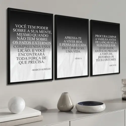 Quadros Decorativos Frase Motivacional Estoicismo Moldura