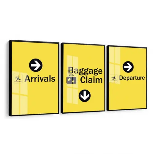 Quadros Decorativos Frases Aeroporto Avião Moldura e Vidro
